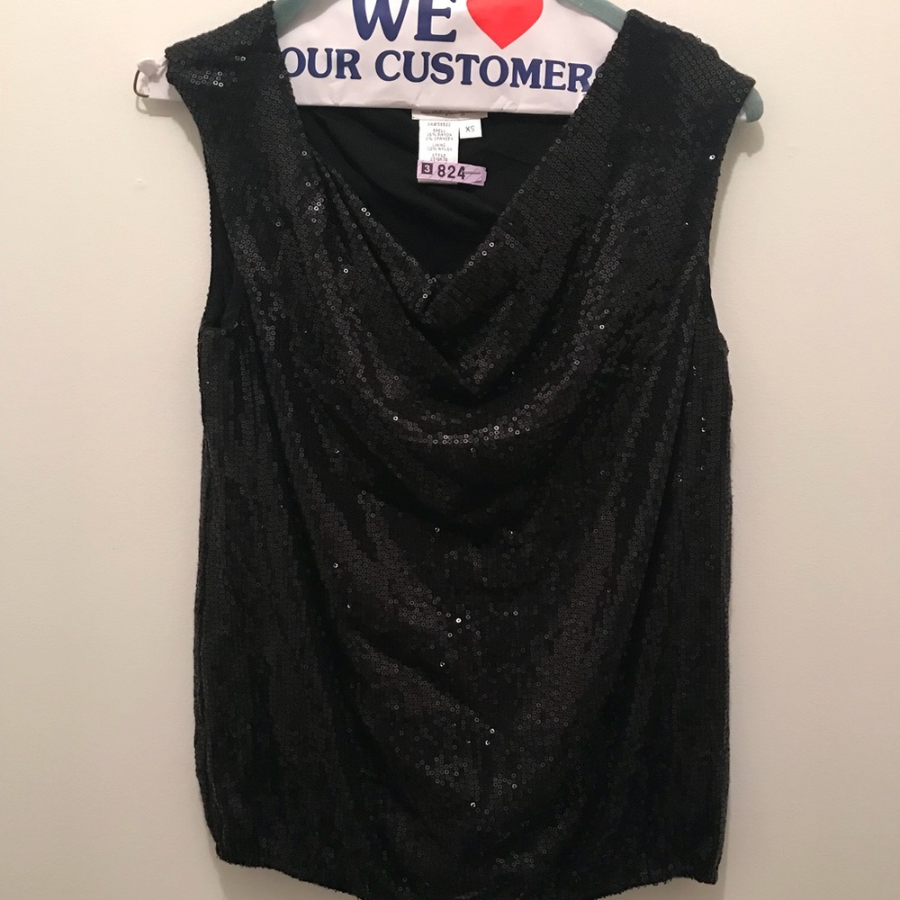 Max Studio sequin black sleeveless shirt